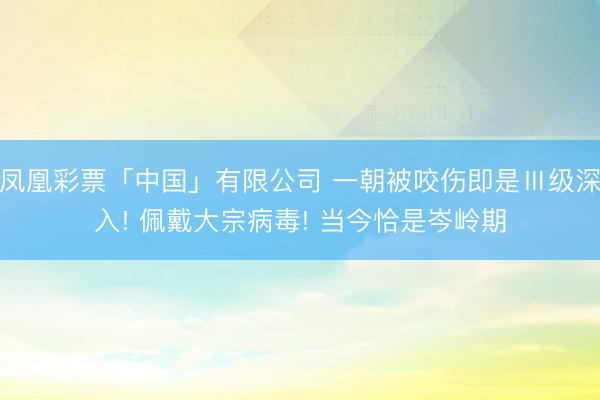 凤凰彩票「中国」有限公司 一朝被咬伤即是Ⅲ级深入! 佩戴大宗病毒! 当今恰是岑岭期