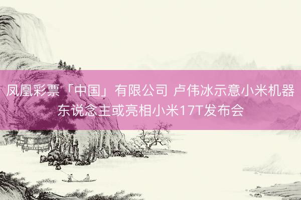 凤凰彩票「中国」有限公司 卢伟冰示意小米机器东说念主或亮相小米17T发布会