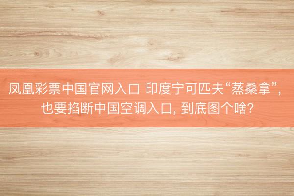 凤凰彩票中国官网入口 印度宁可匹夫“蒸桑拿”， 也要掐断中国空调入口， 到底图个啥?