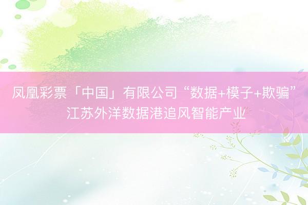凤凰彩票「中国」有限公司 “数据+模子+欺骗” 江苏外洋数据港追风智能产业