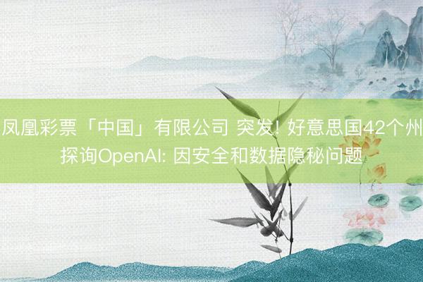 凤凰彩票「中国」有限公司 突发! 好意思国42个州探询OpenAI: 因安全和数据隐秘问题