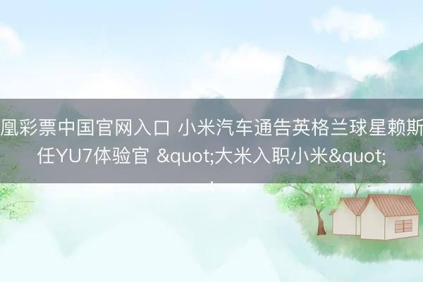 凤凰彩票中国官网入口 小米汽车通告英格兰球星赖斯出任YU7体验官 "大米入职小米"