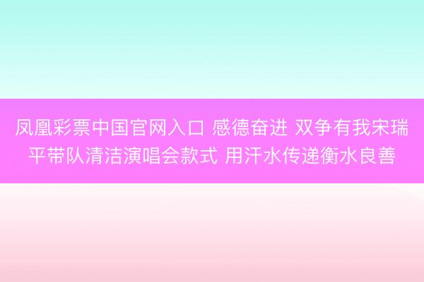 凤凰彩票中国官网入口 感德奋进 双争有我宋瑞平带队清洁演唱会款式 用汗水传递衡水良善