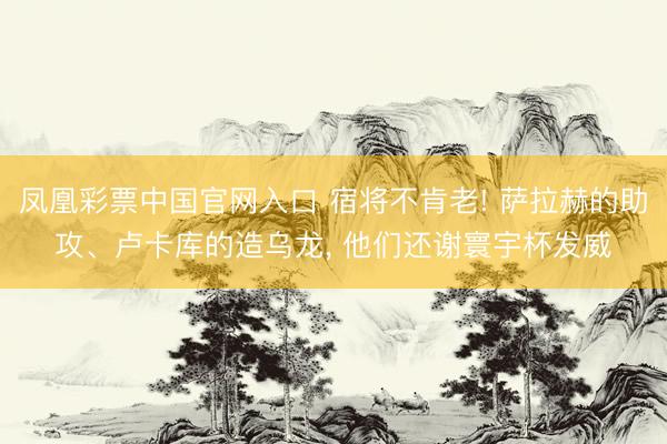 凤凰彩票中国官网入口 宿将不肯老! 萨拉赫的助攻、卢卡库的造乌龙， 他们还谢寰宇杯发威